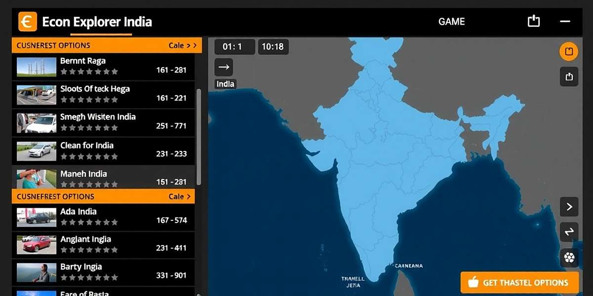 Econ Explorer India Main Dashboard Econ Explorer India Game Interface showing various business options across India